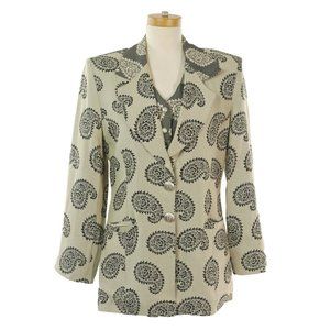 SANDRO Paris Paisley Tailored Jacket Blazer Vest Set Sz. M Womens Made In France